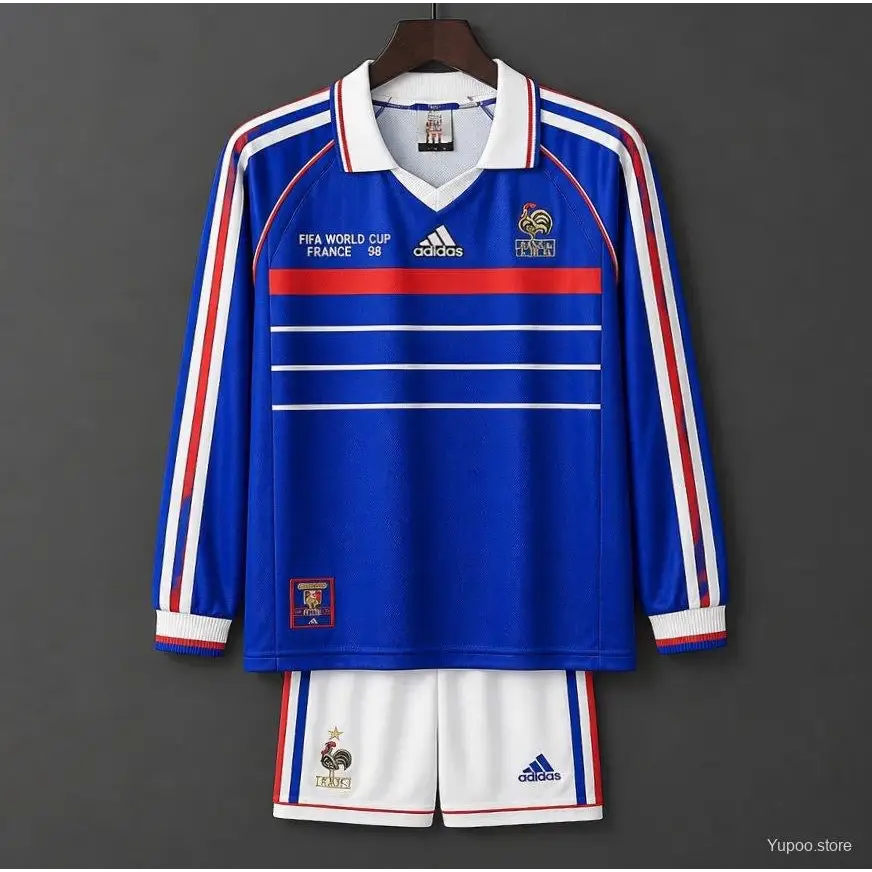 Kit enfant France Domicile Coupe du Monde 1998 Manches Longues