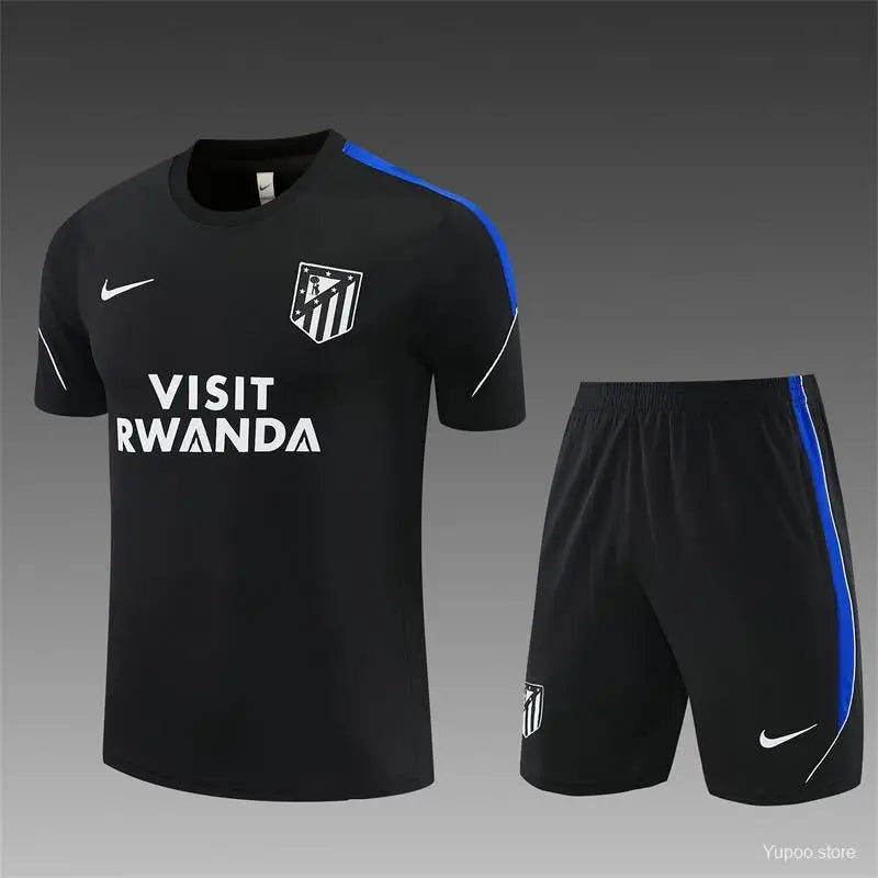 Kit Entraînement Atletico Madrid Noir 2025/2026 Manches courtes