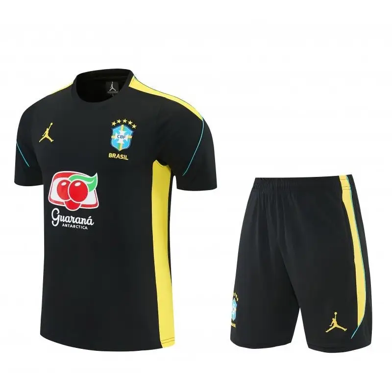 Kit Entraînement Brésil Coupe du monde 2026 Manches courtes avec sponsors