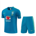 Kit Entraînement Brésil Coupe du monde 2026 Manches courtes Bleu Ciel