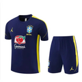 Kit Entraînement Brésil Coupe du monde 2026 Manches courtes Bleu Navy