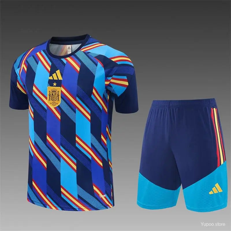 Kit Entraînement Espagne Bleu pré match 2025/2026 Manches courtes