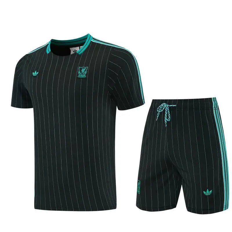 Kit Entraînement Liverpool Noir 2025/2026 Manches courtes