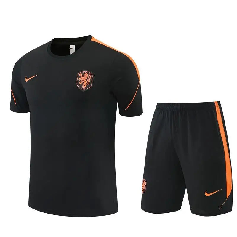 Kit Entraînement Pays bas Noir 2025/2026 Manches courtes