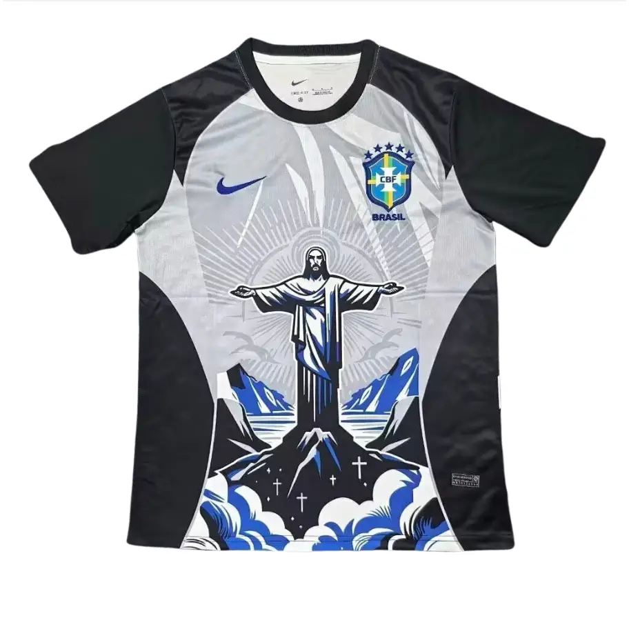 Maillot Brésil Christ Corcovado bleu 2026