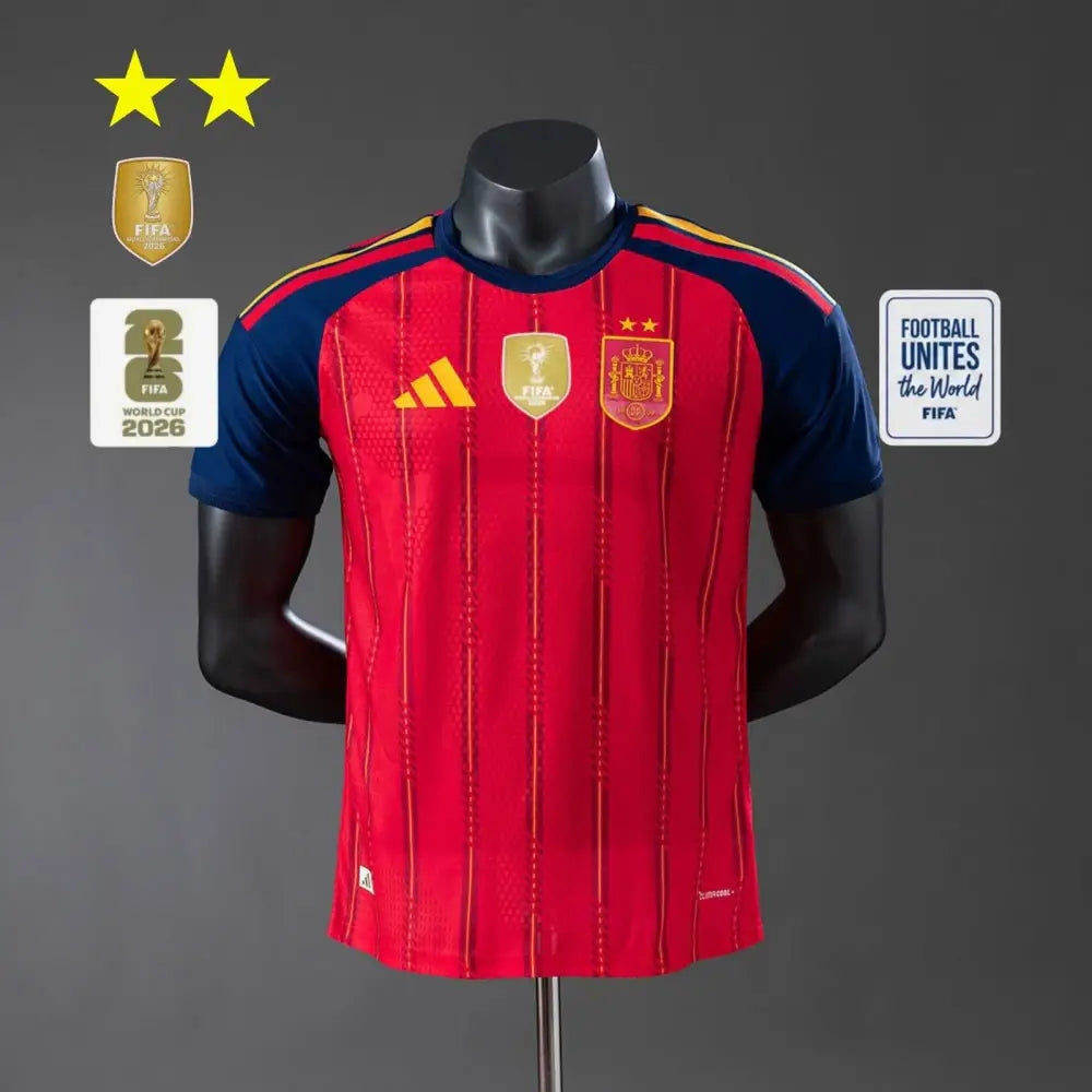 Maillot Espagne Domicile version joueur Coupe du Monde 2026 2 étoiles