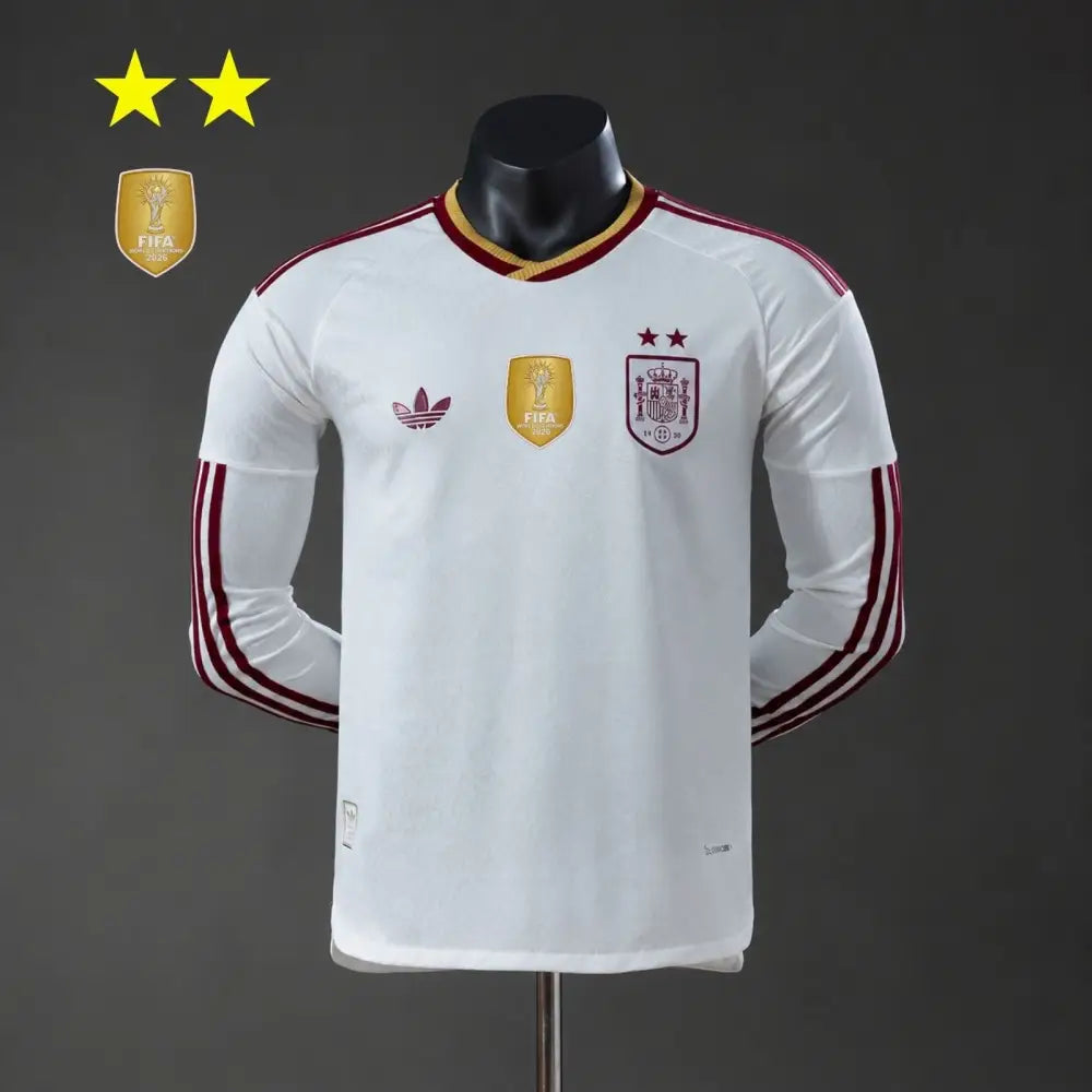 Maillot Espagne Extérieur manches longues version joueur Coupe du Monde 2026 2 étoiles
