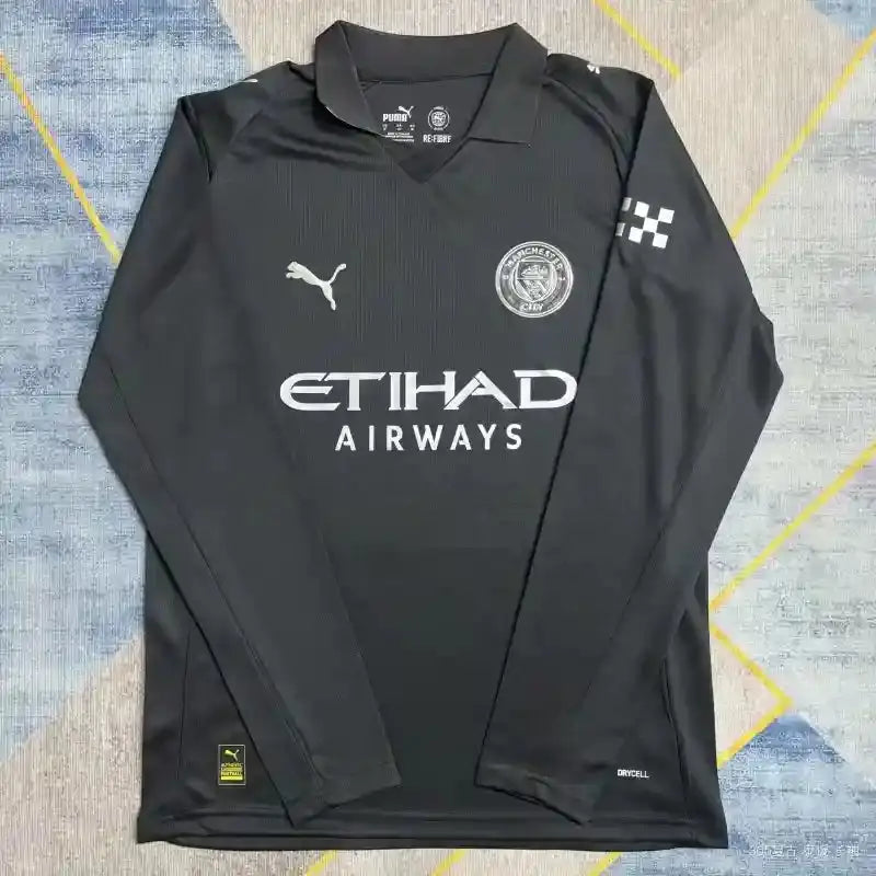 Manchester City Manches Longues Noir Extérieur 2025/2026
