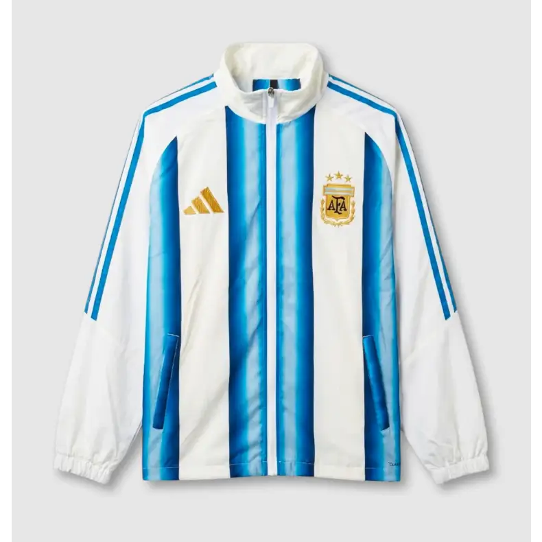 Survêtement Coupe-Vent Argentine Blanc & Rayures Bleues 2026