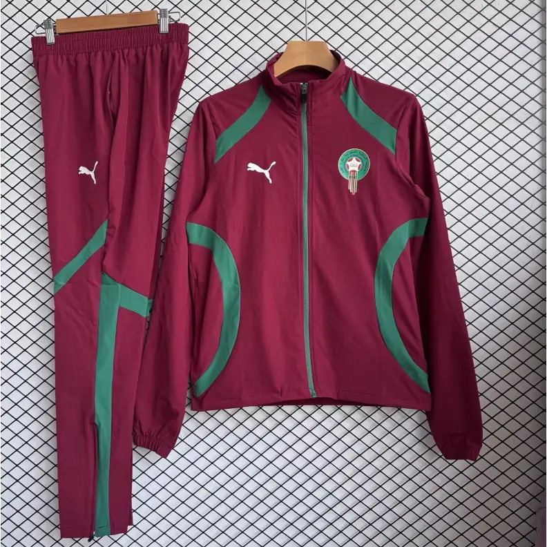 Survêtement Coupe-Vent Maroc Rouge & Vert 2026