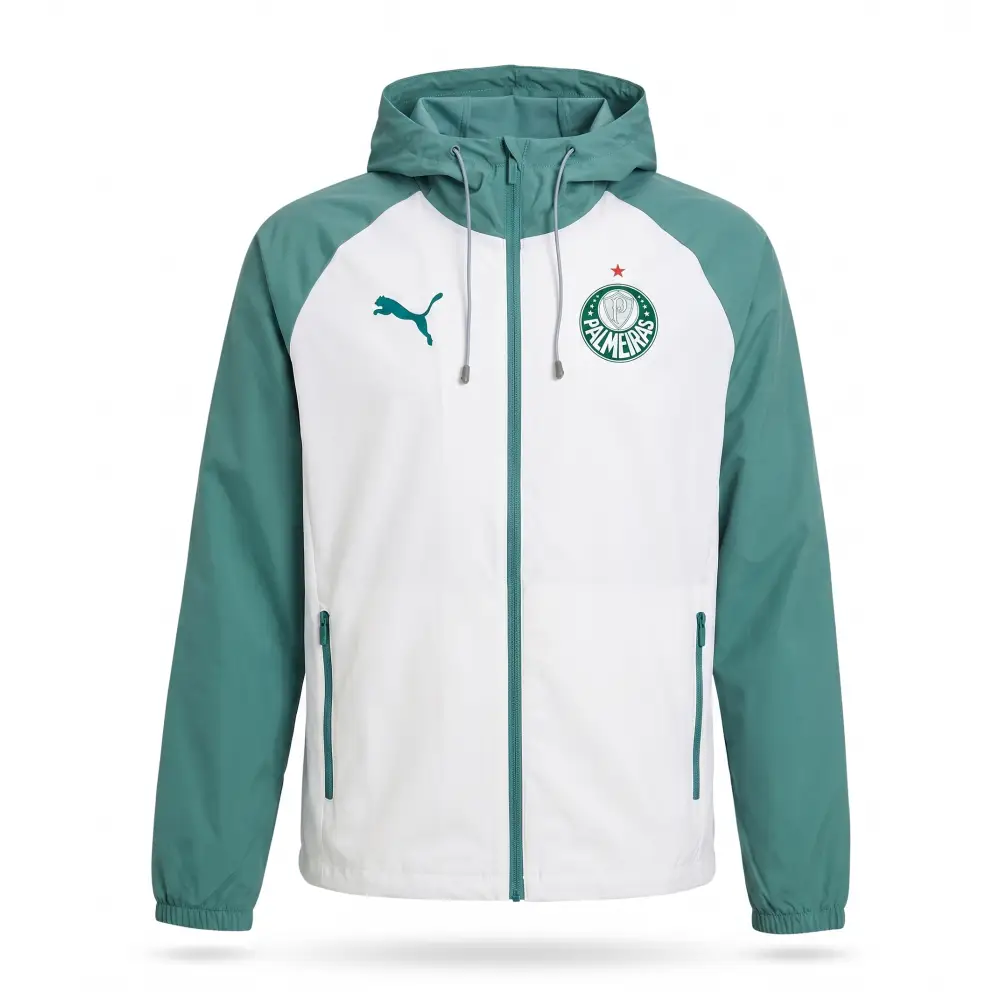 Veste A Capuche Coupe-Vent Palmeiras Vert & Blanc 2026