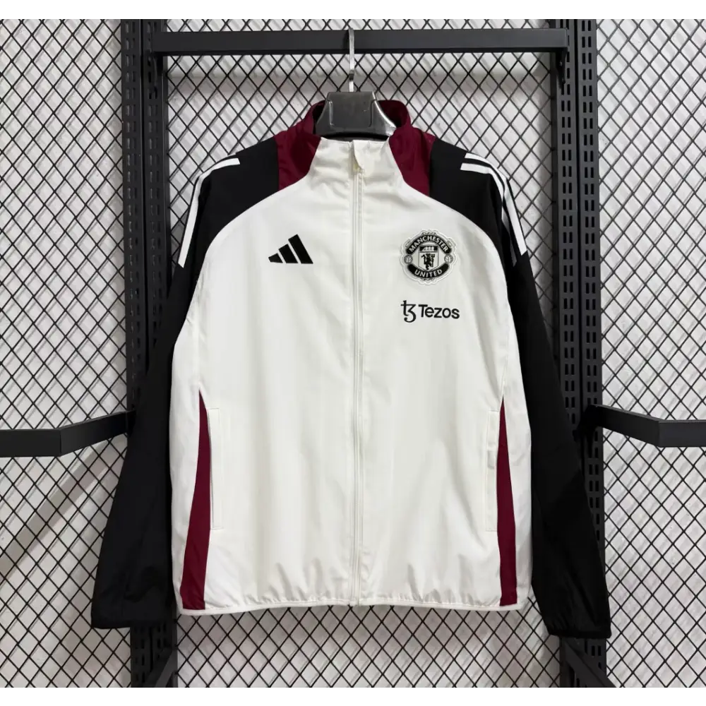 Veste Coupe-Vent Manchester United Noir & Blanc 2026
